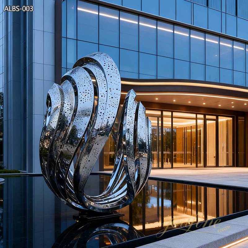 منحوتة صدفية تجريدية حديثة من الفولاذ المقاوم للصدأ