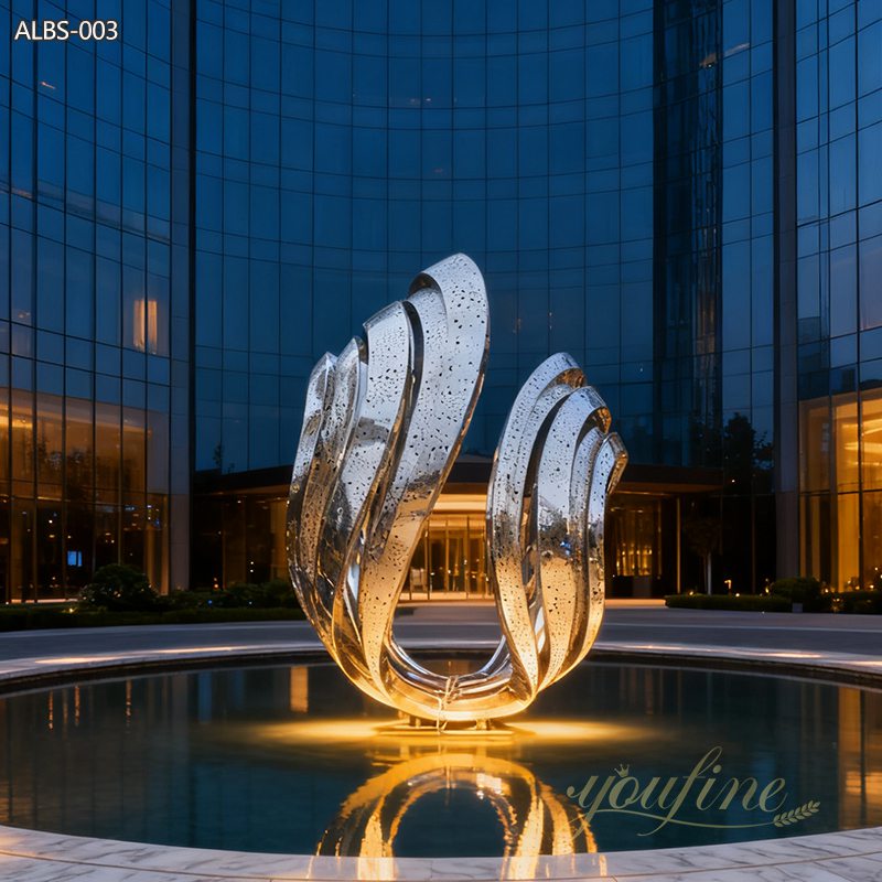 منحوتة صدفية تجريدية حديثة من الفولاذ المقاوم للصدأ