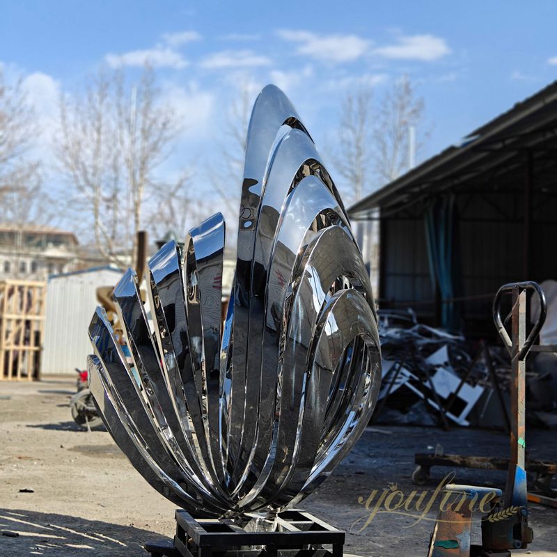 منحوتة صدفية تجريدية حديثة من الفولاذ المقاوم للصدأ