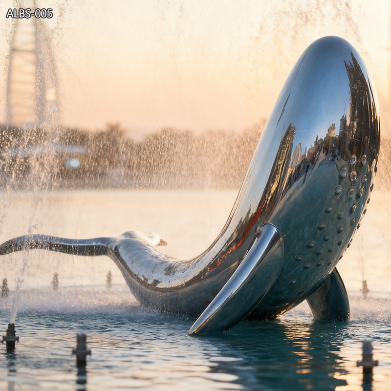 تمثال حوت من الفولاذ المقاوم للصدأ عالي الجودة