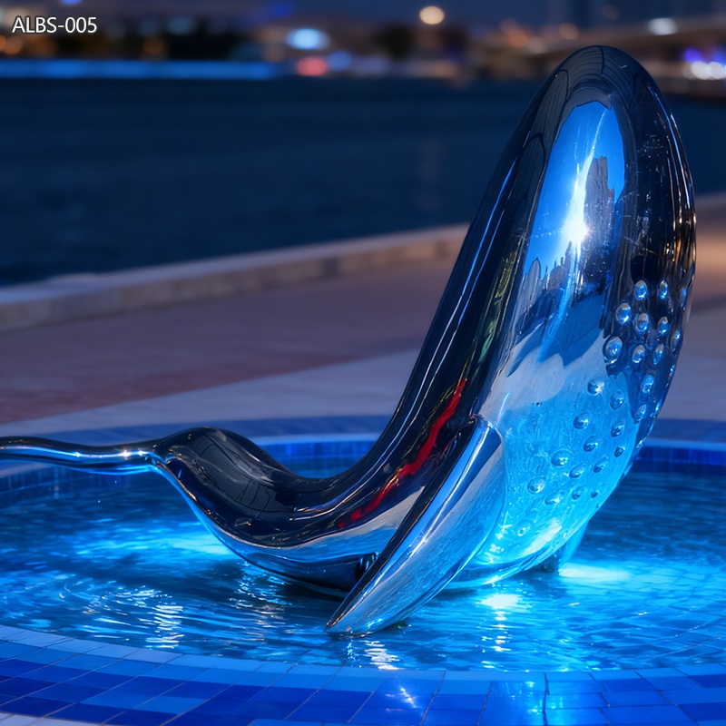 تمثال حوت من الفولاذ المقاوم للصدأ عالي الجودة