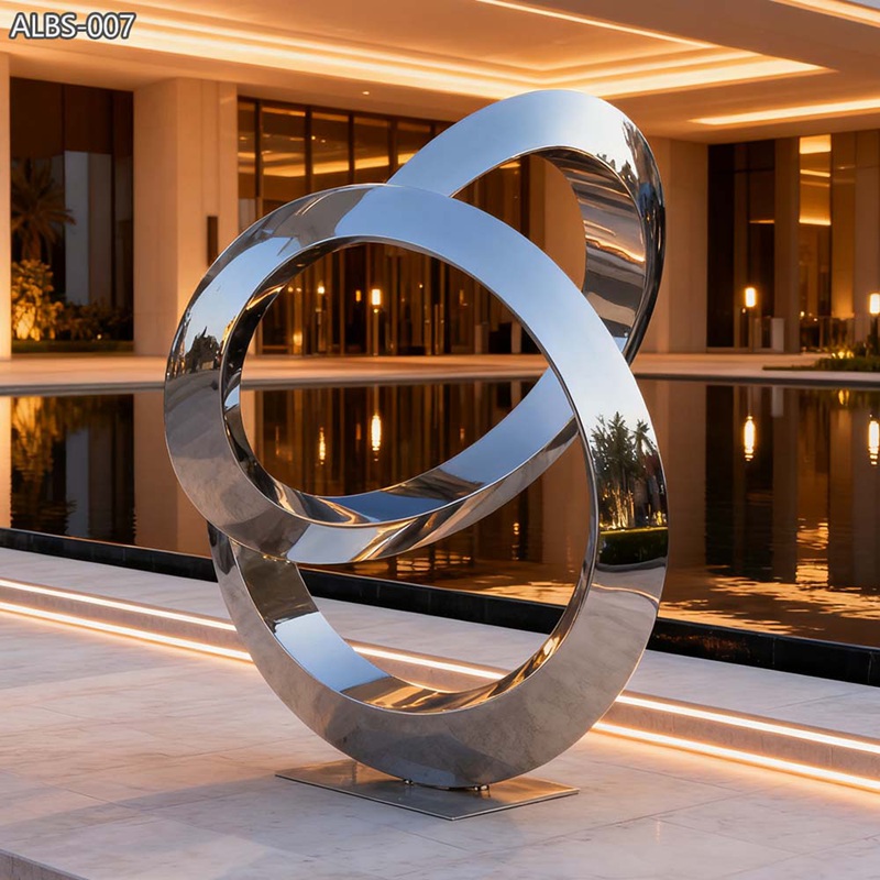 منحوتة معدنية عصرية من الفولاذ المقاوم للصدأ على شكل حلقة