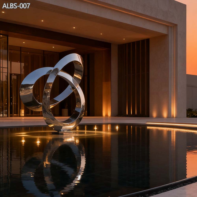 منحوتة معدنية عصرية من الفولاذ المقاوم للصدأ على شكل حلقة