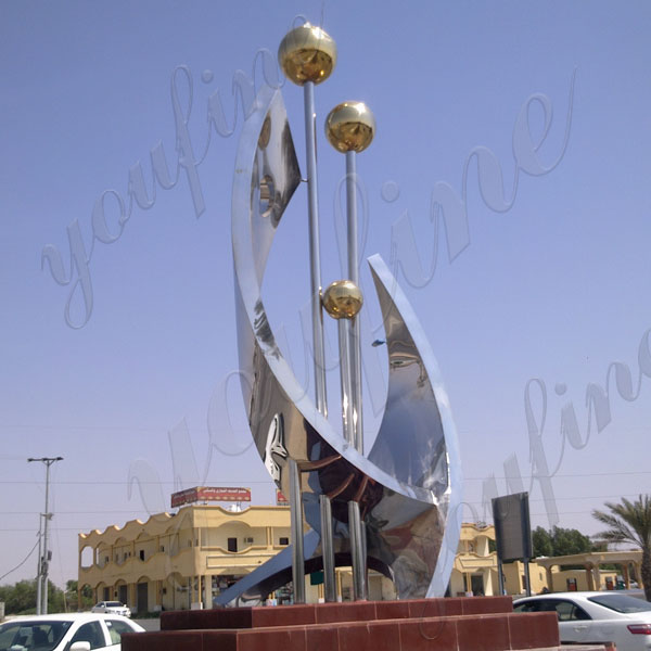 Large Metal Sculptures for Sale High Polished Stainless Steel Sculpture for Square Project Design for Sale CSS-73